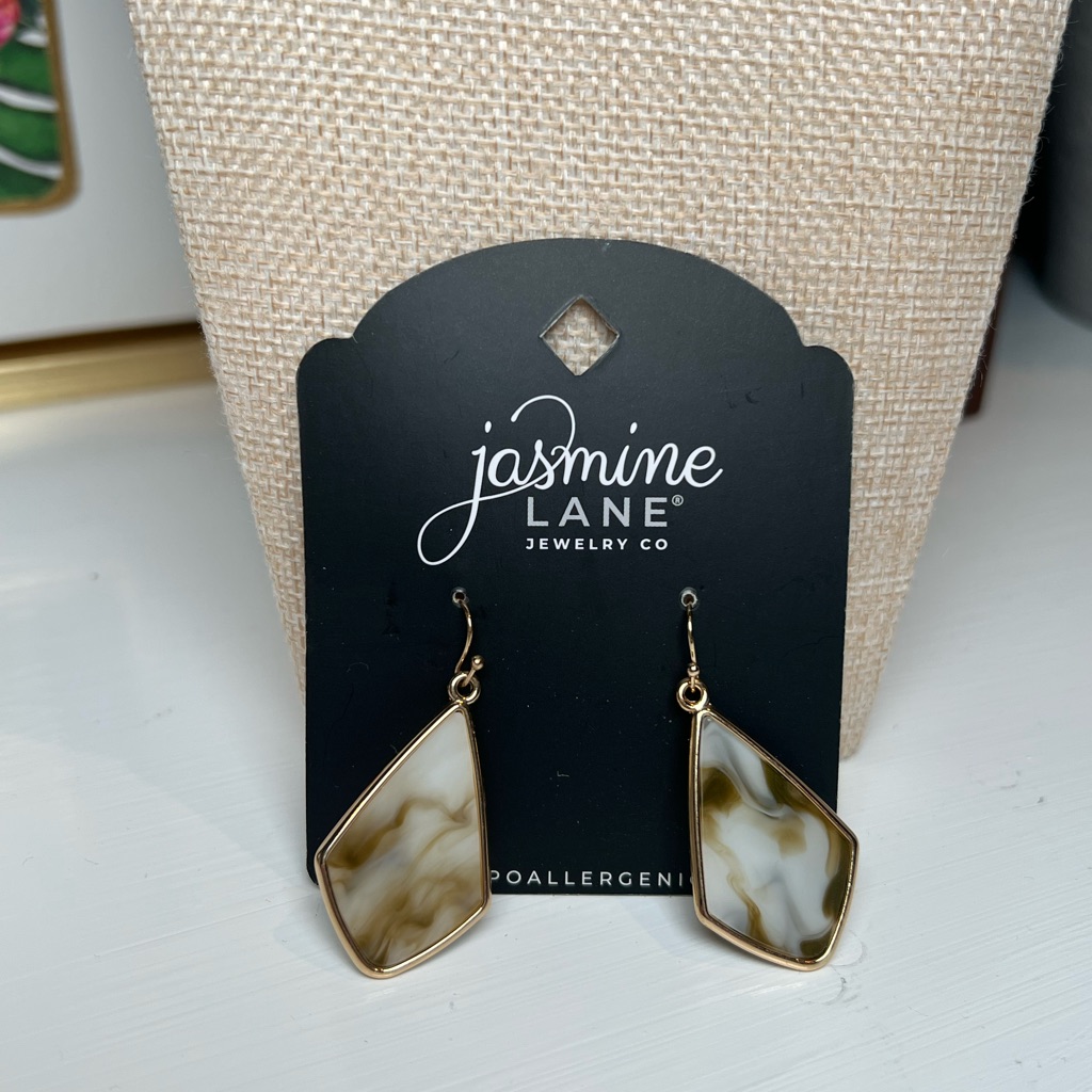 Geometric Marble Drop Earrings Hypoallergenic - Boho Chic Modern